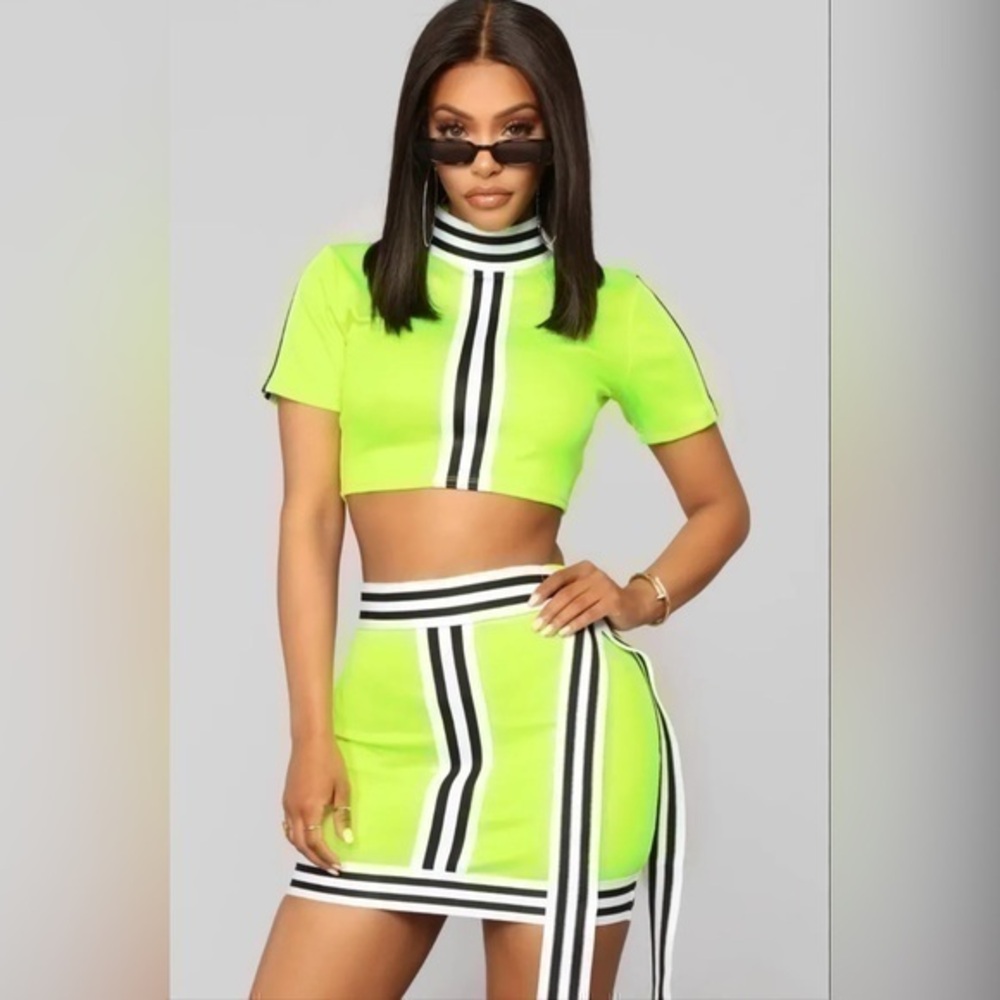 Fashion Nova Neon Green Skirt Set